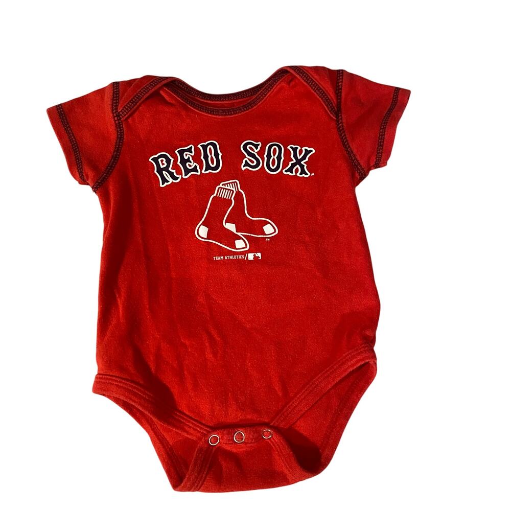 Team Athletics Red Sox Short Sleeve Onesie Sz 6-9 Months